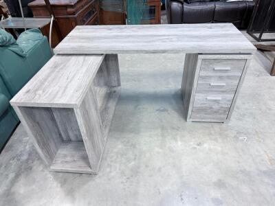 Coaster L-Shaped Office Desk, Model 801516, Gray, 3 Drawers