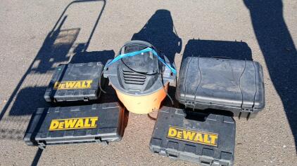 (1) Ridgid 6 Gallon Vaccum (4) Black Plastic Cases -(15"x12"-24"x10")