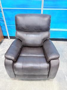 Recliner Chair with USB Port, Dark Brown Leather