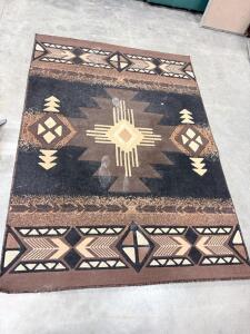 Southwestern Geometric Area Rug, 5' x 7', Brown Beige Black