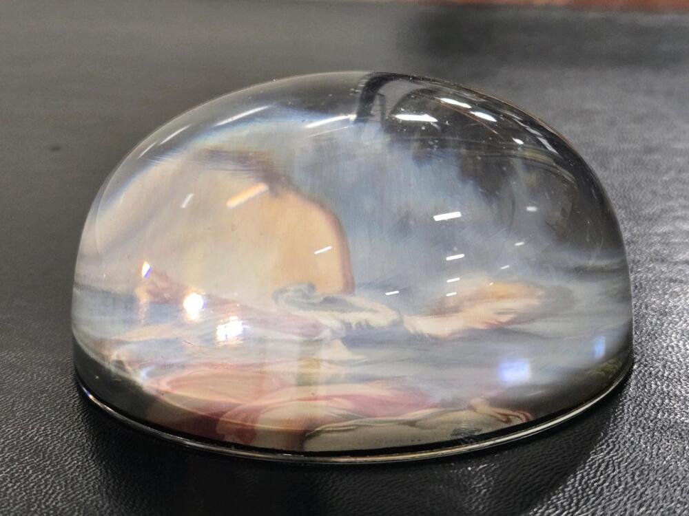 Vintage Hand-Signed Durwin Rice Glass Paper Weight & Vintage Faux Tusk ...