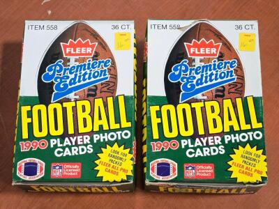 (2) Full Player Card Pack Boxes - 1990 Fleer Premiere Edition NFL