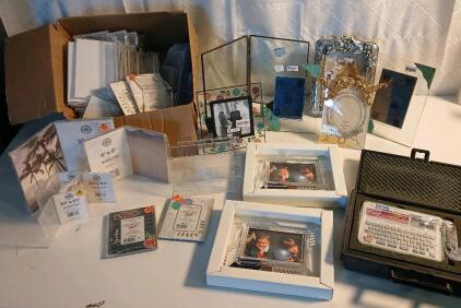 (6) Assorted 3x2-8x10 Picture Frames (2) Mikasa Cut Crystal 5x6 Picture Frames (1) Brother P-Touch PT-10 Electronical Label Maker & More