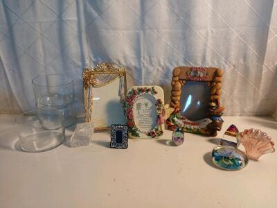 (1) Vintage 925 Sterling Silver 1.5"x2" Picture Frame (1) Vintage Disney's Splash Mountain 5"x8" Picture Frame (3) 6" Glass Bowls & More