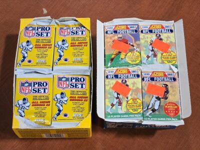 (2) Full Player Card Pack Boxes - 1990 NFL Pro Set Series II & 1990 Score NFL Series 2