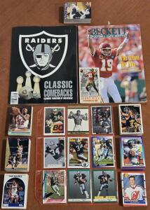 Lots of Assorted '90s NBA, NFL, NHL & Space Jam Cards & (2) Football Magazines