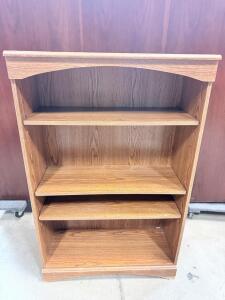 Wooden Bookshelf, 3 Shelves, Brown Finish, 42"x30"x12"