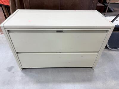 Beige Metal 2-Drawer Filing Cabinet with Locking Mechanism 28" H x 36" W x 18" D
