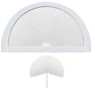 (8) Half Circle Window Shades Easy Install, Arch Pleated Blinds, Prefect For Half Moon Arch Windows 36''-72'', White