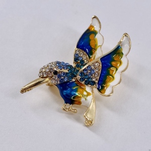 Blue/White Hummingbird Pin