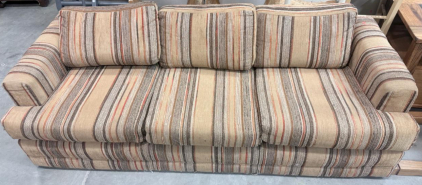 (1) Striped Fabric 3 Cushion Couch