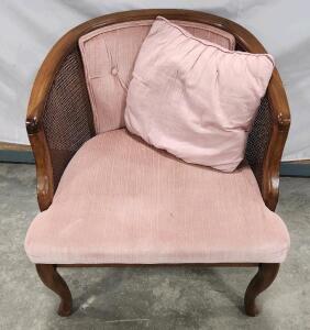 (1) Vintage-Style Cane Barrel Chair