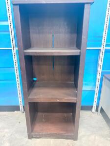 Dark Brown Wooden Bookshelf, 3 Shelves, 24" x 12" x 60"