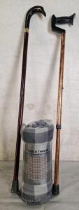 (2) Canes (1) Wood, 36", (1) Adjustable Metal & (1) Fleece Throw Blanket