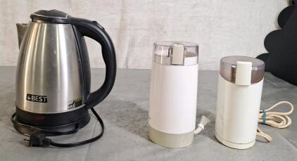 (1) Electric Kettle & (2) Coffee Grinders