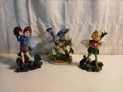 (1) Woodland Fairies "Pine Tree" By Duncan Royale (1) Woodland Fairies "Calla Lilly" By Duncan Royale (1) Vintage Andrea By Sadek Parula Warbler Procelain Bird Figurine