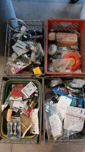 (4) Crate Of Assorted Building Supplies (1) Crate Of Assorted Wall Pegs