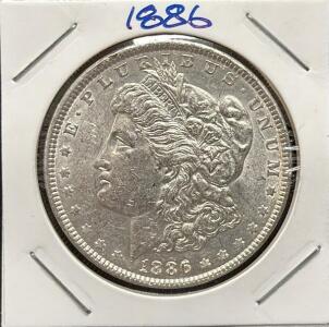 1886 Morgan Silver Dollar, Philadelphia Mint, 90% Silver, Lady Liberty