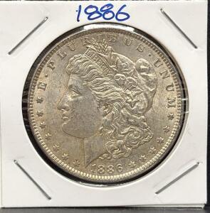 1886 Morgan Silver Dollar, Philadelphia Mint, One Dollar Coin
