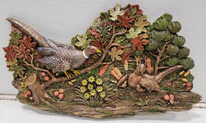 (1) Hand-Painted Ceramic Depiction of Phesants