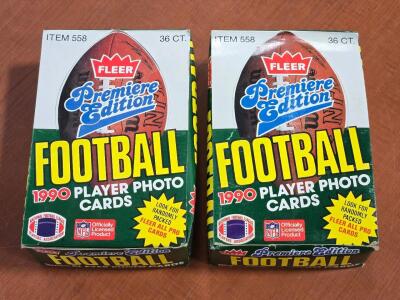 (2) Full Player Card Pack Boxes - 1990 Fleer Premiere Edition NFL