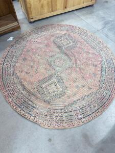 Multicolor Spiral Pattern Jute and Cotton Rug, 6 ft Diameter