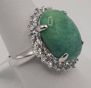 Emerald Dyed Green Beryl Ring, 12.00 ctw, 925 Sterling Silver