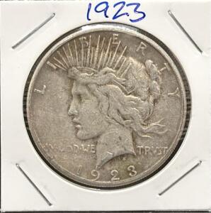 1923 United States Peace Dollar, Silver Coin, 90% Silver Content