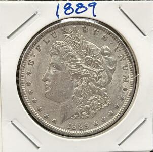 1889 Morgan Dollar Coin, Philadelphia Mint, 90% Silver