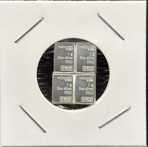Valcambi Suisse Silver Bullion Bars, 999.0 Purity, 4x1g