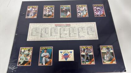 {{RARE}} 1987 DREAM TEAM MINNESOTA TWINS WORLD CHAMPIONS MATTED MEMORABILIA