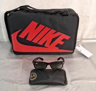 (1) Nike Cross Body Shoe Box / Bag & (1) Pair Of Ray Ban Sunglasses