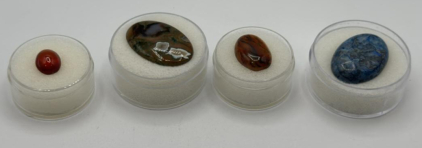 Assorted GemStones - (1) 4.60ct. Natural Hessonite Granite Top Quality Gemstone (1) 16.15ct Rhyolite Gemstone (1) 8.59ct. Natural Moss Agate Oval Gemstone (1) 25.70ct. Crazy Lace Blue Agate Gemstone