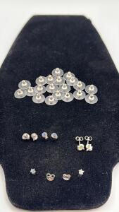 (3) Pair Of Earrings 1 Pair Has Stamped 925 Backs (20) Earring Backs