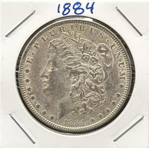 1884 Morgan Dollar Coin, United States Mint, Silver Composition