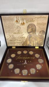 SACAGAWEA GOLDEN DOLLAR COLLECTION w/ Display 12 Coins 2000-2005