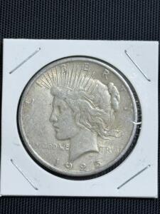 1925 Peace Dollar Coin, $1 Denomination, 90% Silver, US Mint