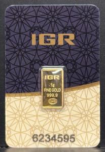 IGR 1g Gold Bar, 999.9 Fineness, Serial 6234595