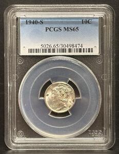 1940-S Mercury Dime, PCGS MS65, San Francisco Mint, Serial #5026.65/30498474