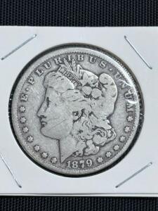 1879 Morgan Silver Dollar Coin, U.S. Mint, 90% Silver