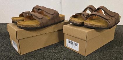 (2) Pairs Of Womans Brown Slides, Size 41 (Approx. Size 8)-New In Box