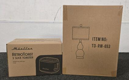 Double Gourd Ceramic Table Lamps Set of 2 (Modern Red), Retro Style Toaster (Pink)- Both New In Box