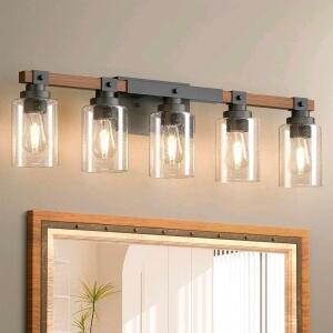 Amico Farmhouse Vanity Light Fixture- 5 Light Design, New In Box