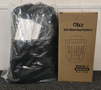 100ft Expandable Garden Hose W/ 10 Function Nozzle No-Kink; Box Of (3) Small Self Watering Planters