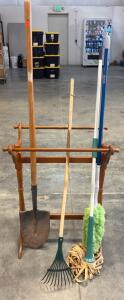 33x24 Wooden Blanket Tavk (1) Shovel (2) Mops (1) Rake