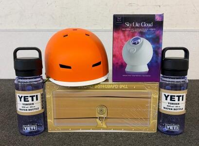 BRAND NEW PRODUCTS!! Including (1) Sky Lite Cloud Smart Nebula Light, (2) Yeti Yonder 20oz Water Bottles, (1) Kids Bike Helmet, And More!!
