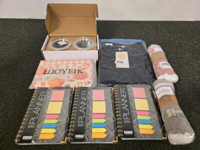 Drain Food Catchers, Black Womens Shirt, (2) Ephesus Towels, Fall Table Runner, (3) 2025 Planners