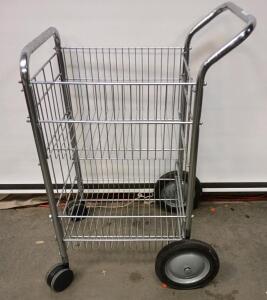 Fellowes 40912 Chrome Wire 2 Basket Mail Cart. 35"x24"x18