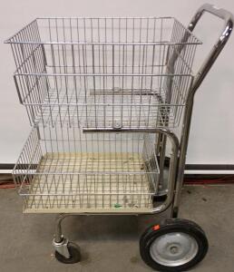 Fellowes 40912 Chrome Wire 2 Basket Mail Cart. 35"x24"x18