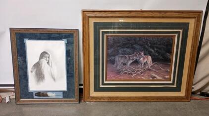 Framed Print Titled "Leaders of the Pack" by Terry Doughty, Also Known as "Soulmates" by Larry Fanning. 41"x48", Framed Print By the Artist D.P. Ferris. 33"x27"